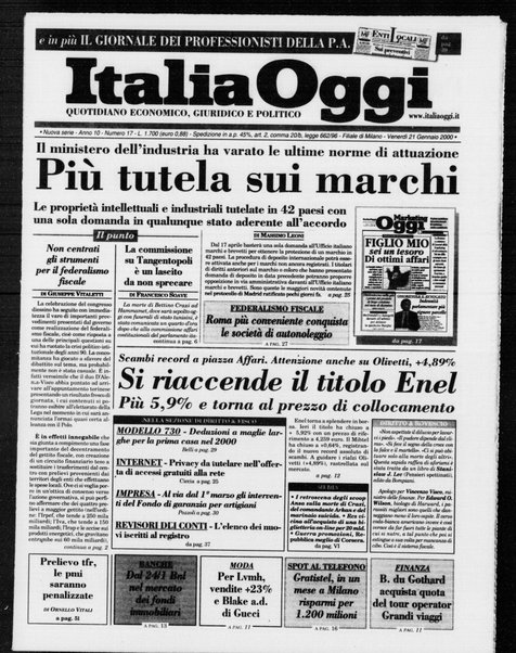 Italia oggi : quotidiano di economia finanza e politica